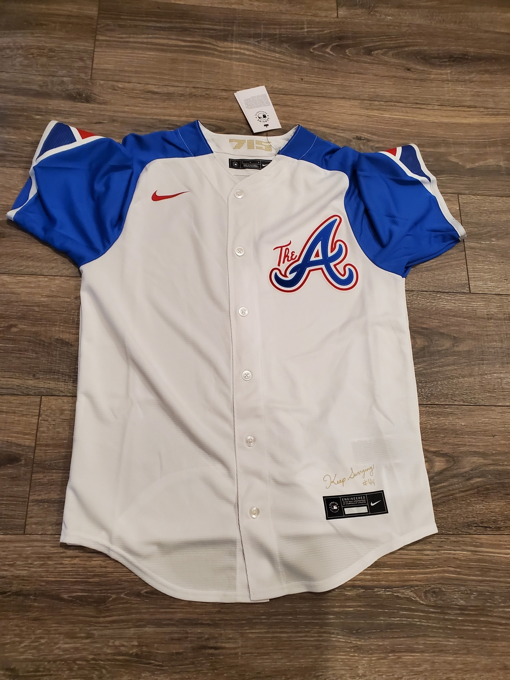 Nike White, Royal Blue & Red Atlanta Baseball Button-Up Jersey City Connect